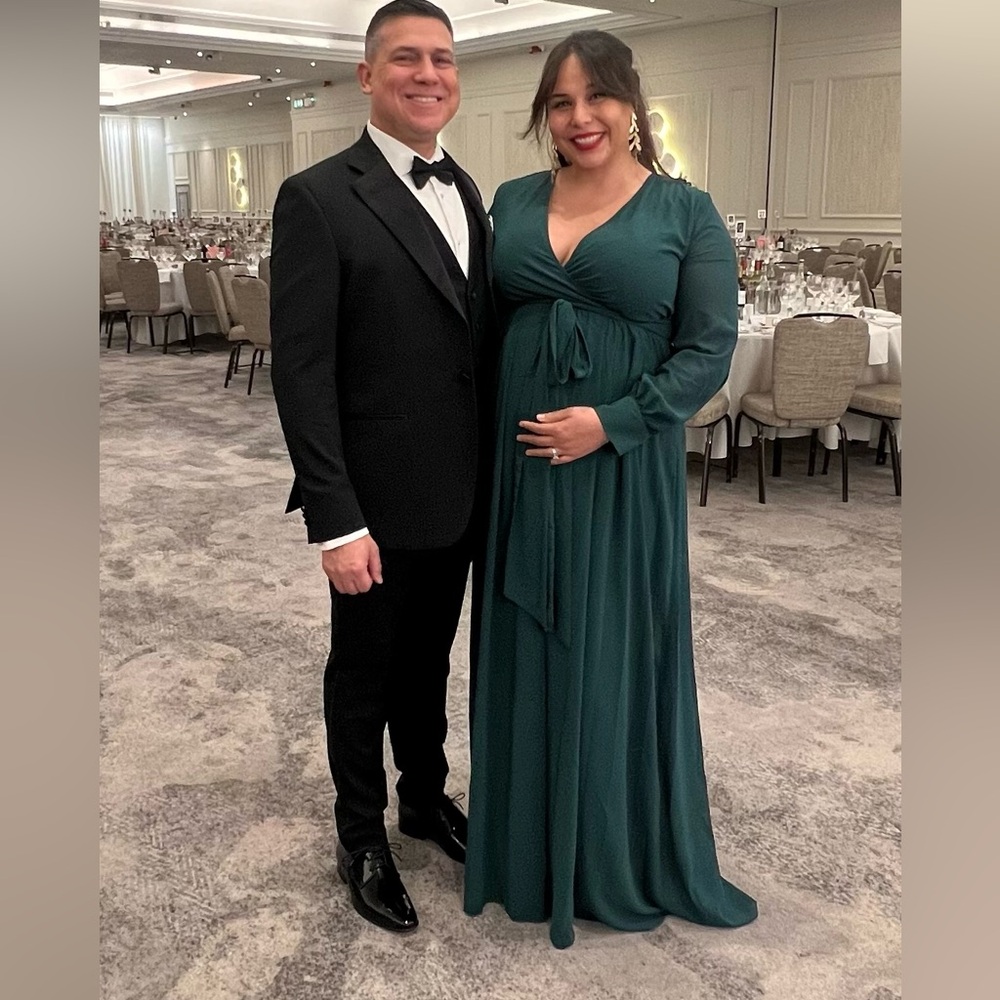 Baltic Born Green Pleated Dress with Bishop Sleeves